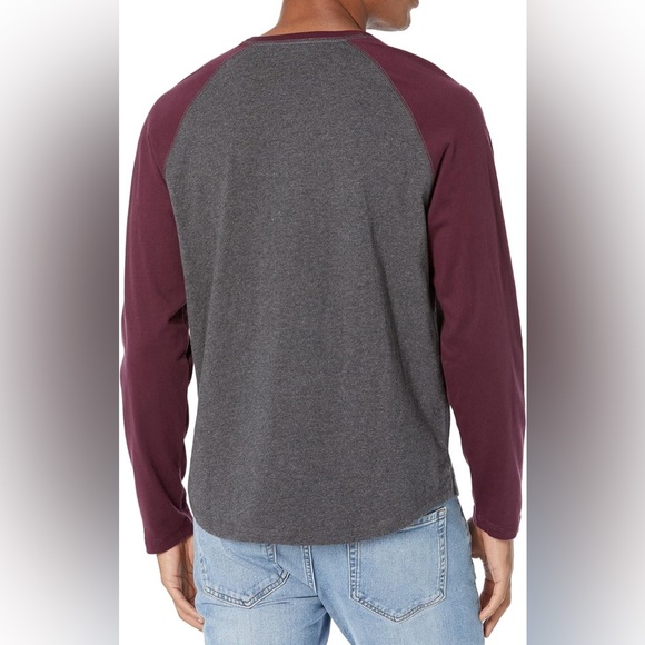 AMAZON ESSENTIALs Mens Long Sleeve T-Shirt Large 1/4 Button Slimfit - Picture 3 of 5